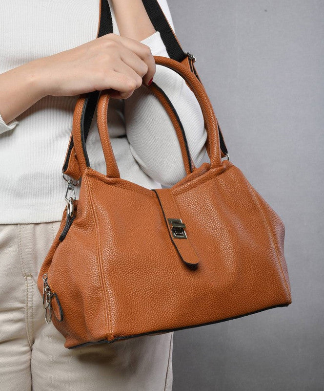 Faux Leather Textured Hand Bag with Cross Hand – Havan