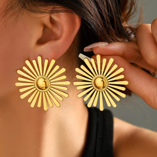Gold-Plated Sunflower Earrings