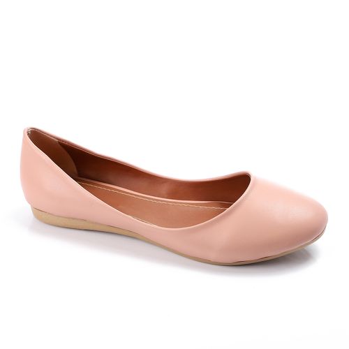 Faux Leather Ballet Flats – Nude Pink