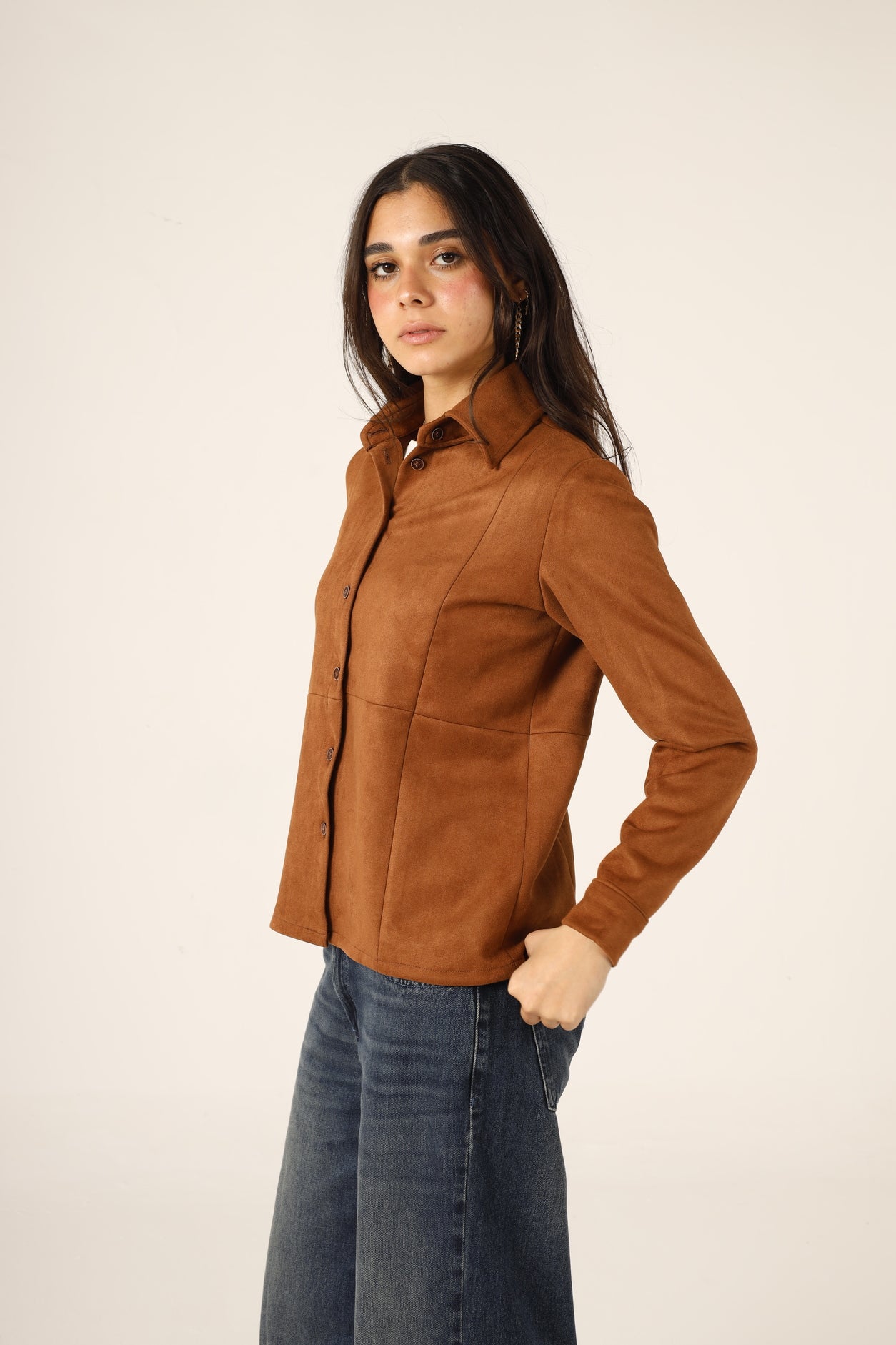 Suede Long Sleeve Shirt