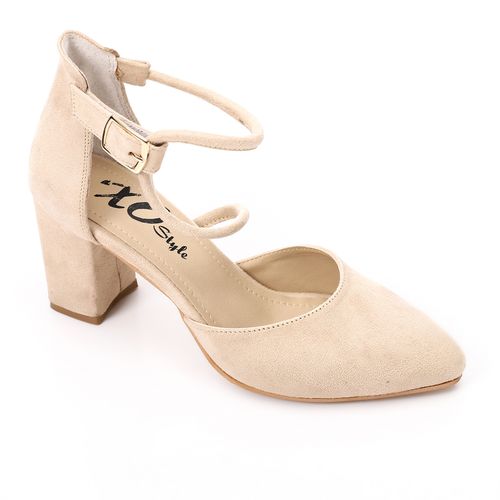 Suede Block Heel - Beige