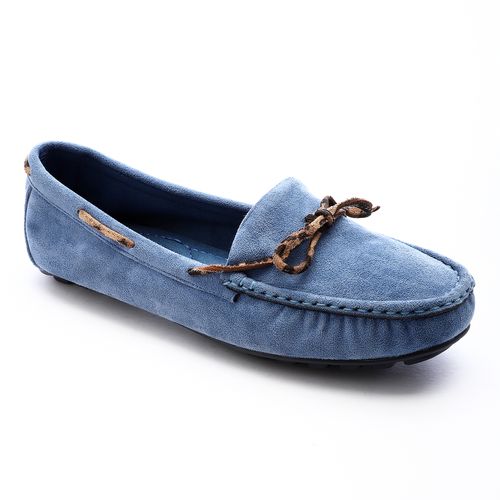 Suede Loafers with Bow Detail – Blue