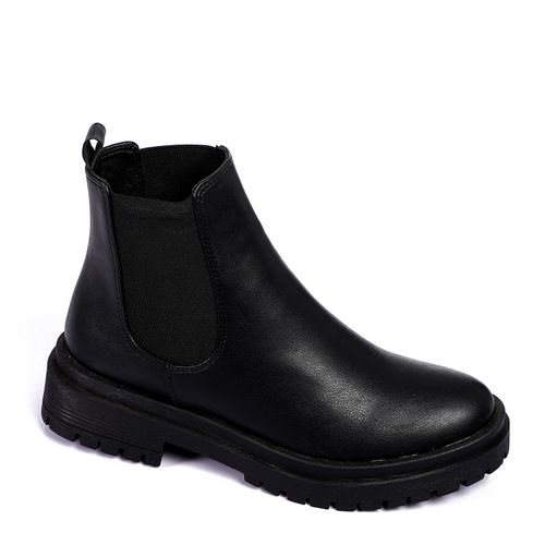 Faux Leather Classic Chelsea Boot - Black
