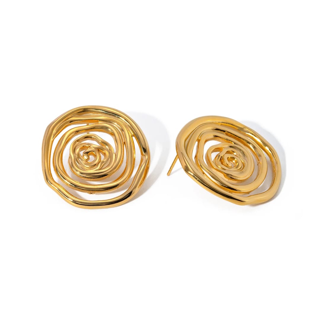 Gold-Plated Interlocking Circular Earrings