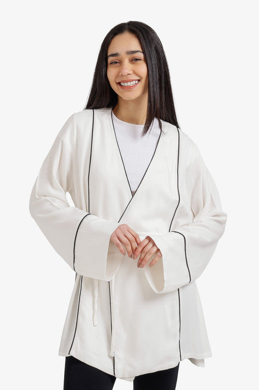 Kimono with Detachable Belt Relaxed Fit – Off White