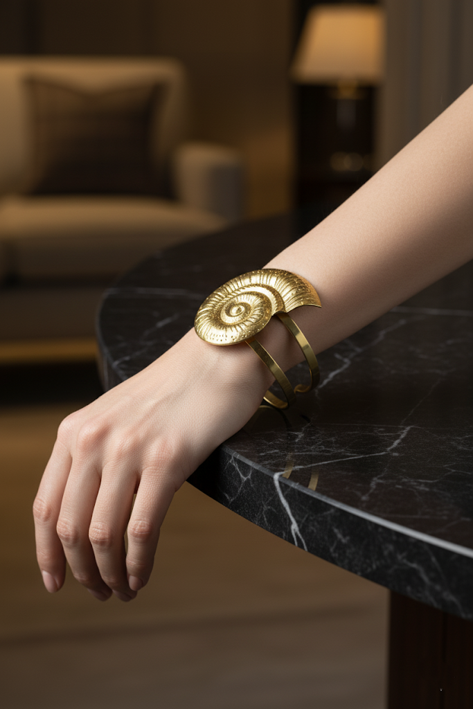 Zinc Alloy Spiral Shell Pattern Bracelet – Gold