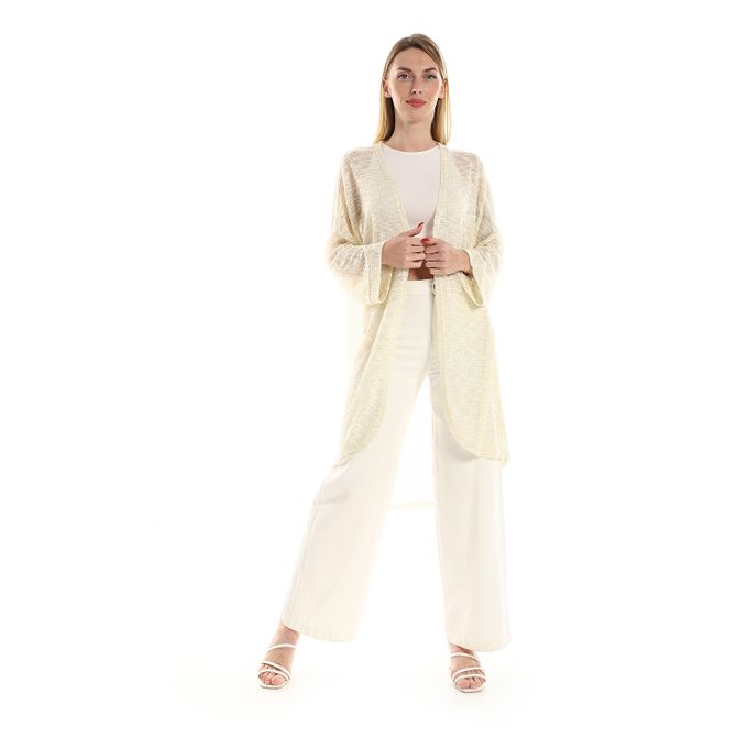 Knitted Pattern Long Sleeves Kimono