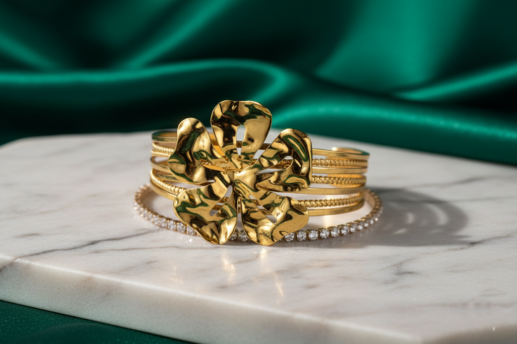 Zinc Alloy Flower Design Bracelet – Gold Plated