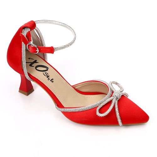 Satin Bow Classic Shoes - Red