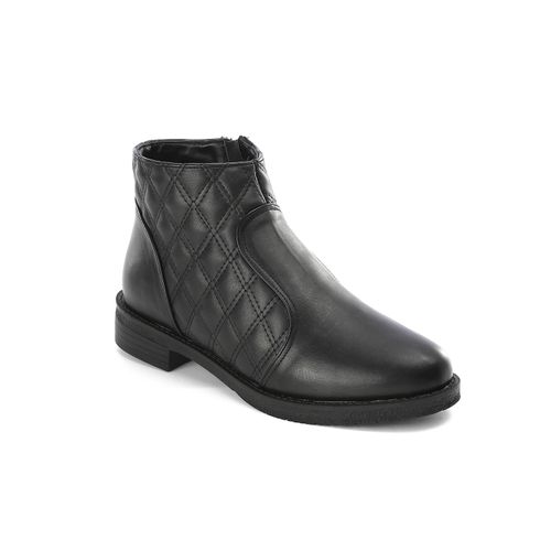 Faux Leather Ankle Boots – Black