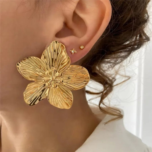 Gold-Plated Flower Earrings