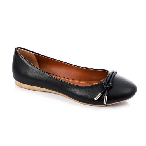 Faux Leather Knotted Pointed Flats – Black