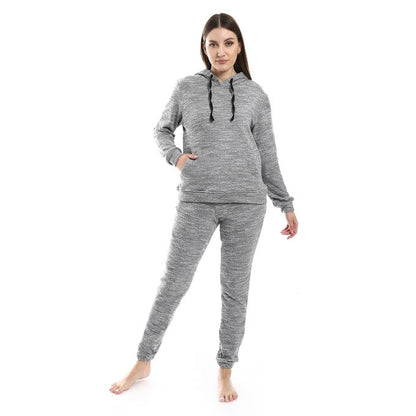 Kangaroo Pockets Hooded Pajama Set