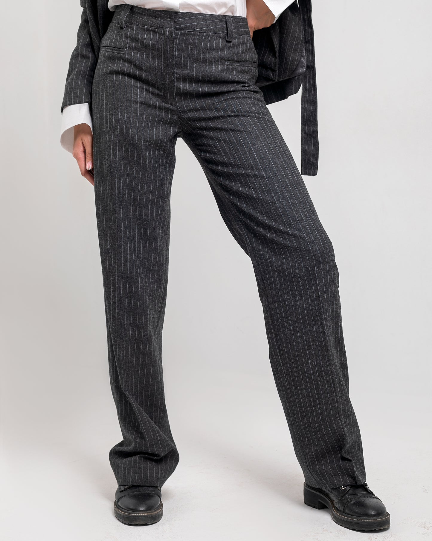 Fitted Wool Striped Pants