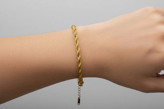 Stainless Steel Braided Rope Chain Bracelet – Gold