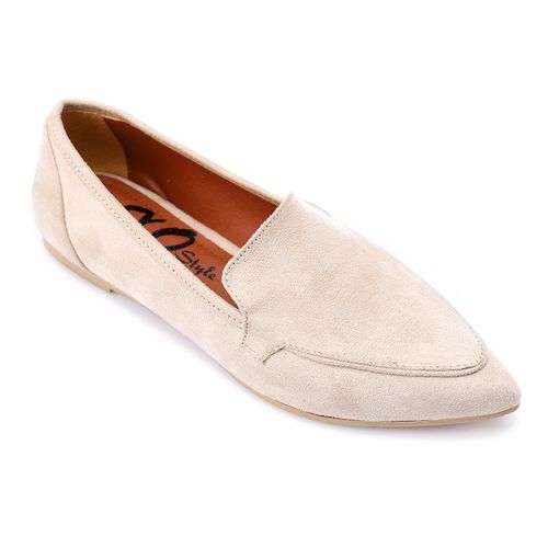 Faux Suede Slip-On Loafers – Beige