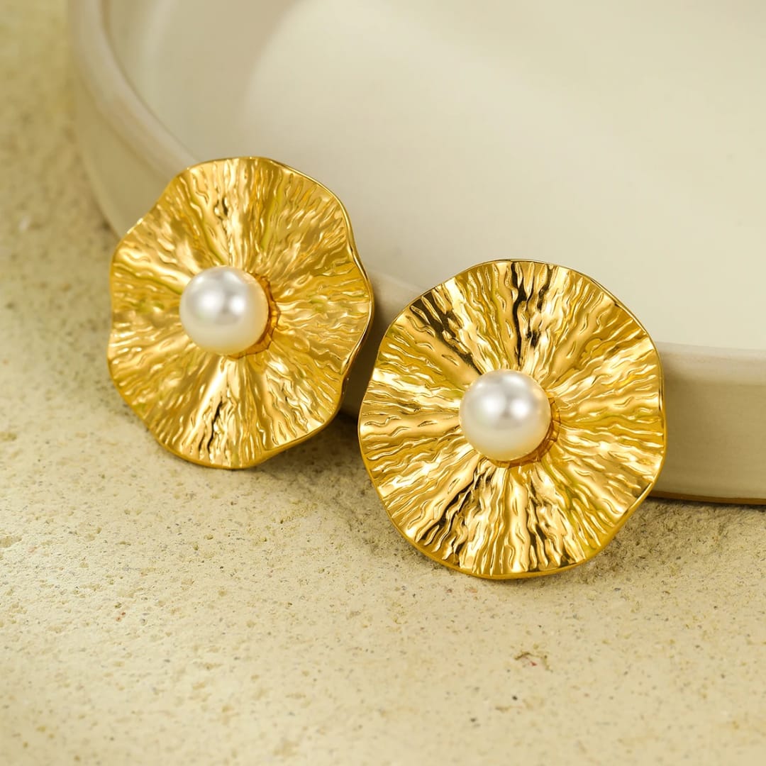 Gold-Plated Floral Earrings