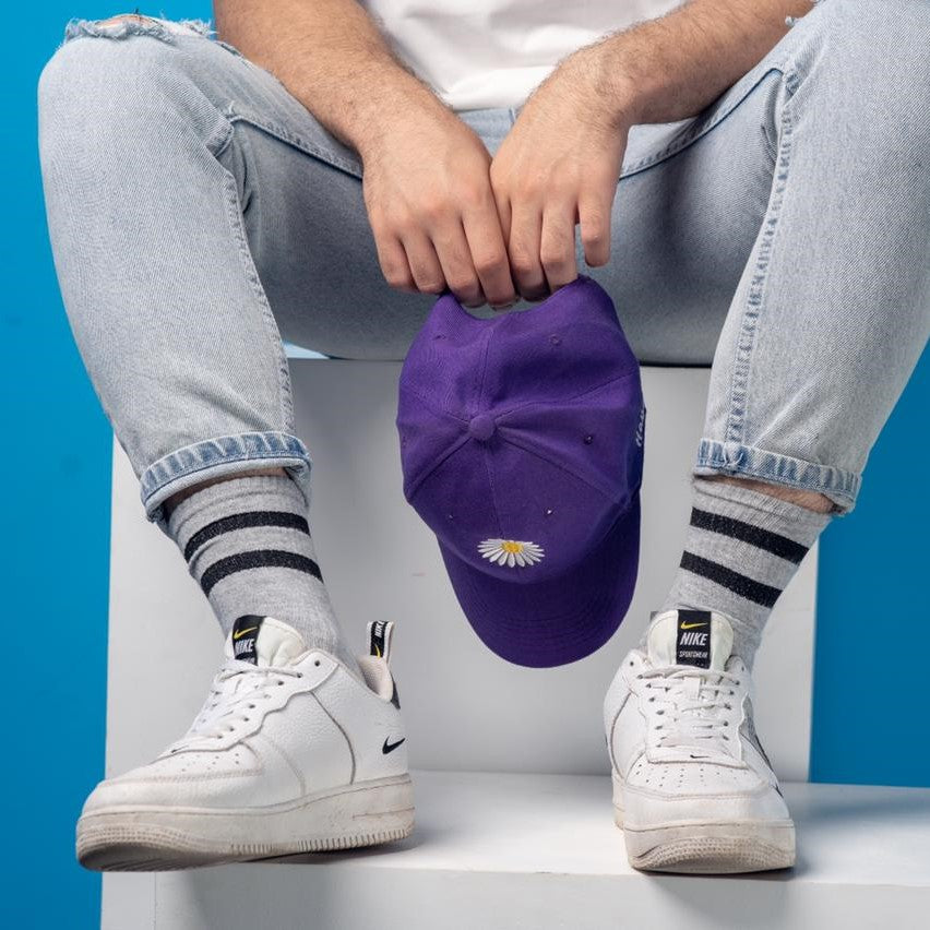 Cotton Basic Striped Crew Socks – Grey