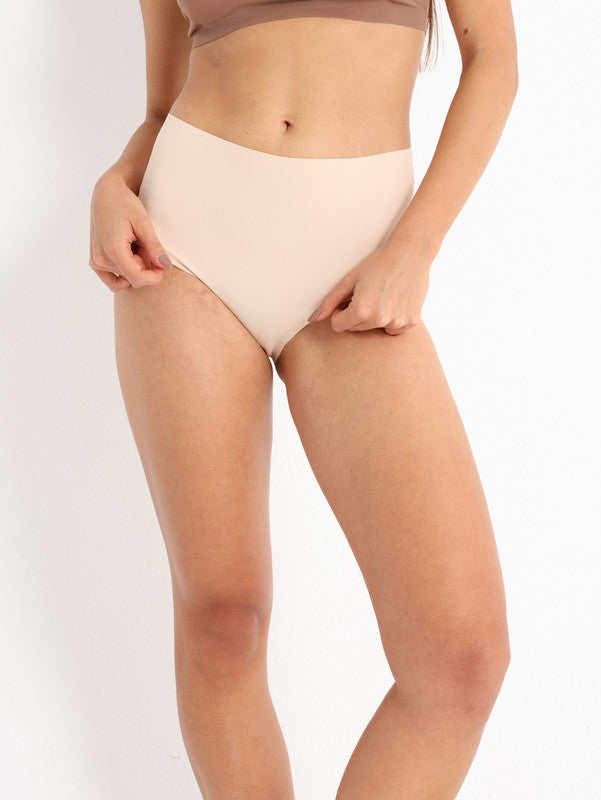 Seamless Elegance High-Waist Briefs Nude