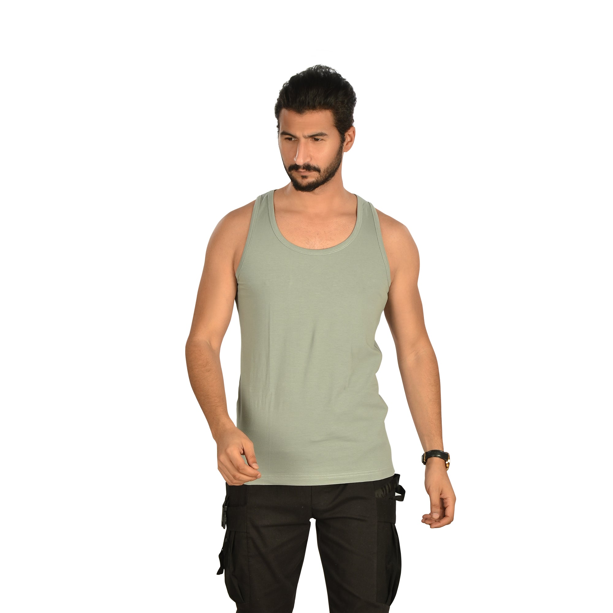 Cotton Lycra Plain Basic Tank Top – Grey
