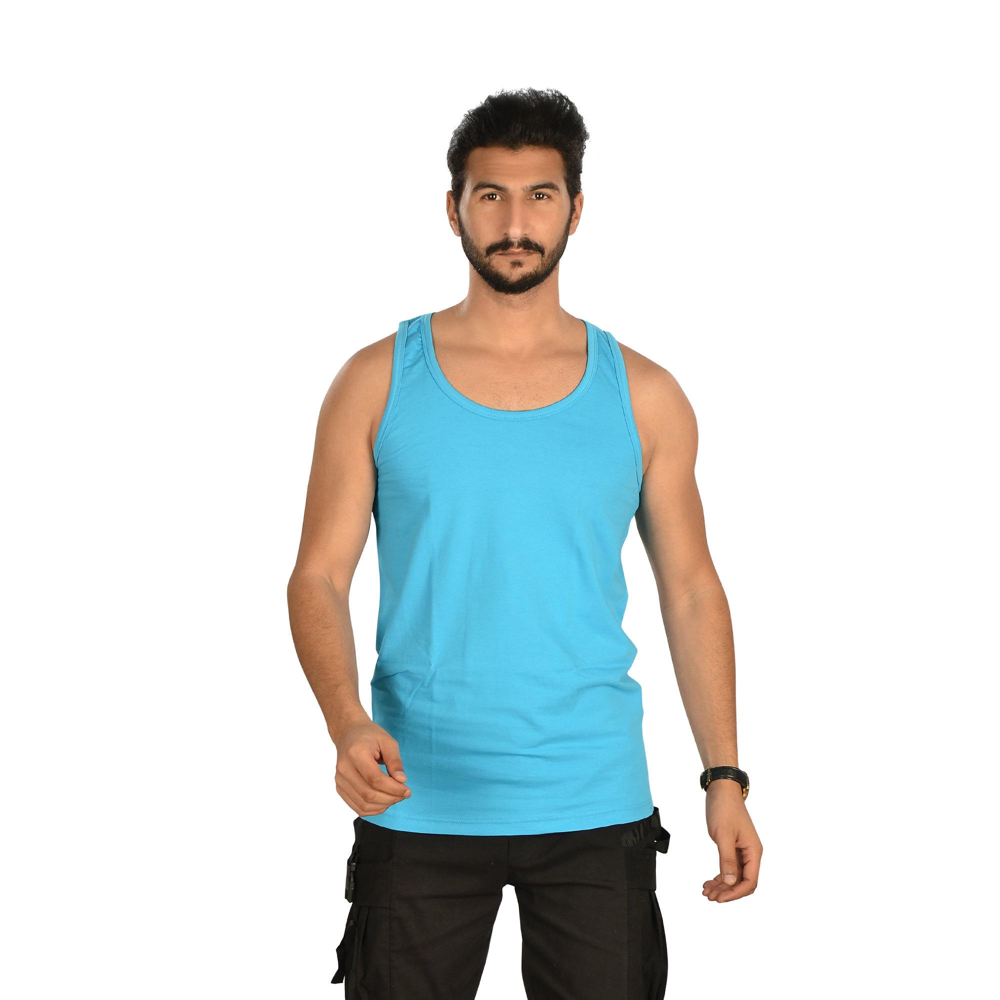 Cotton Lycra Plain Basic Tank Top – Turquoise