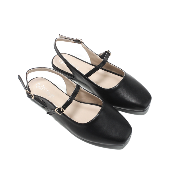 Faux Leather Minimalist Flat - Black