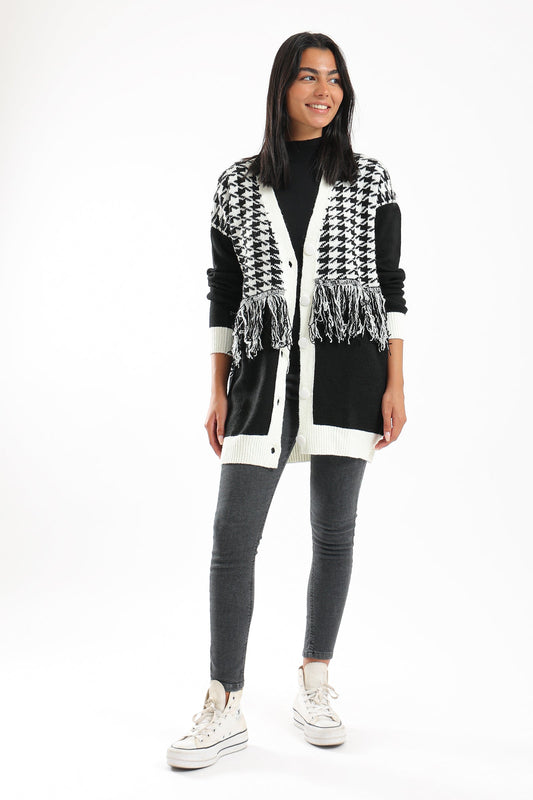 Houndstooth Pattern Cardigan