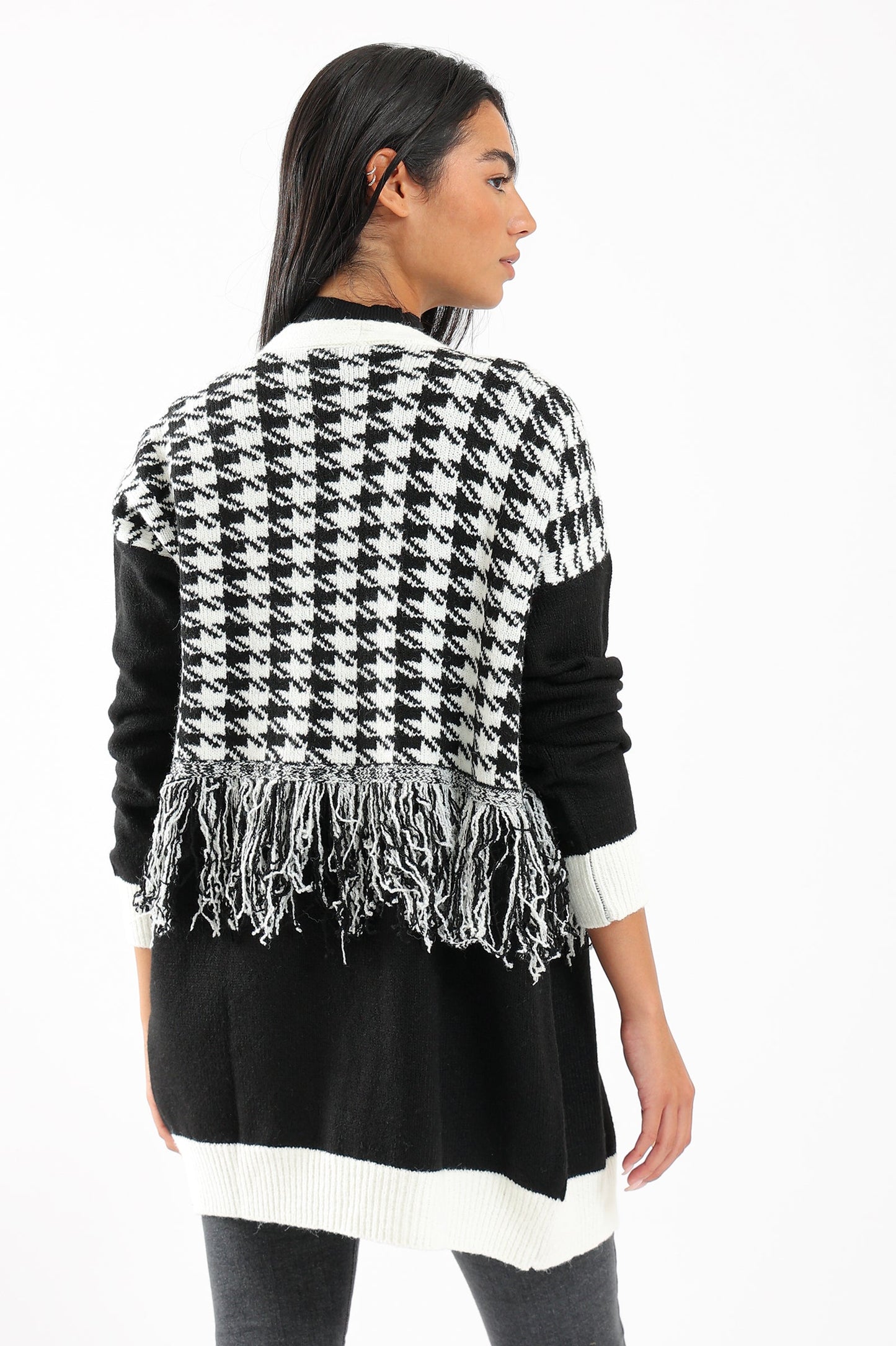 Houndstooth Pattern Cardigan