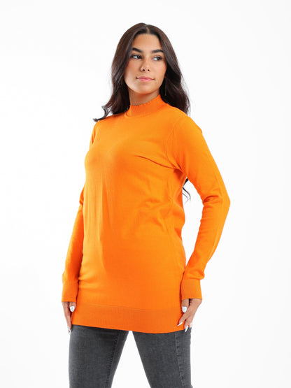 Ribbed Hem Plain Pullover