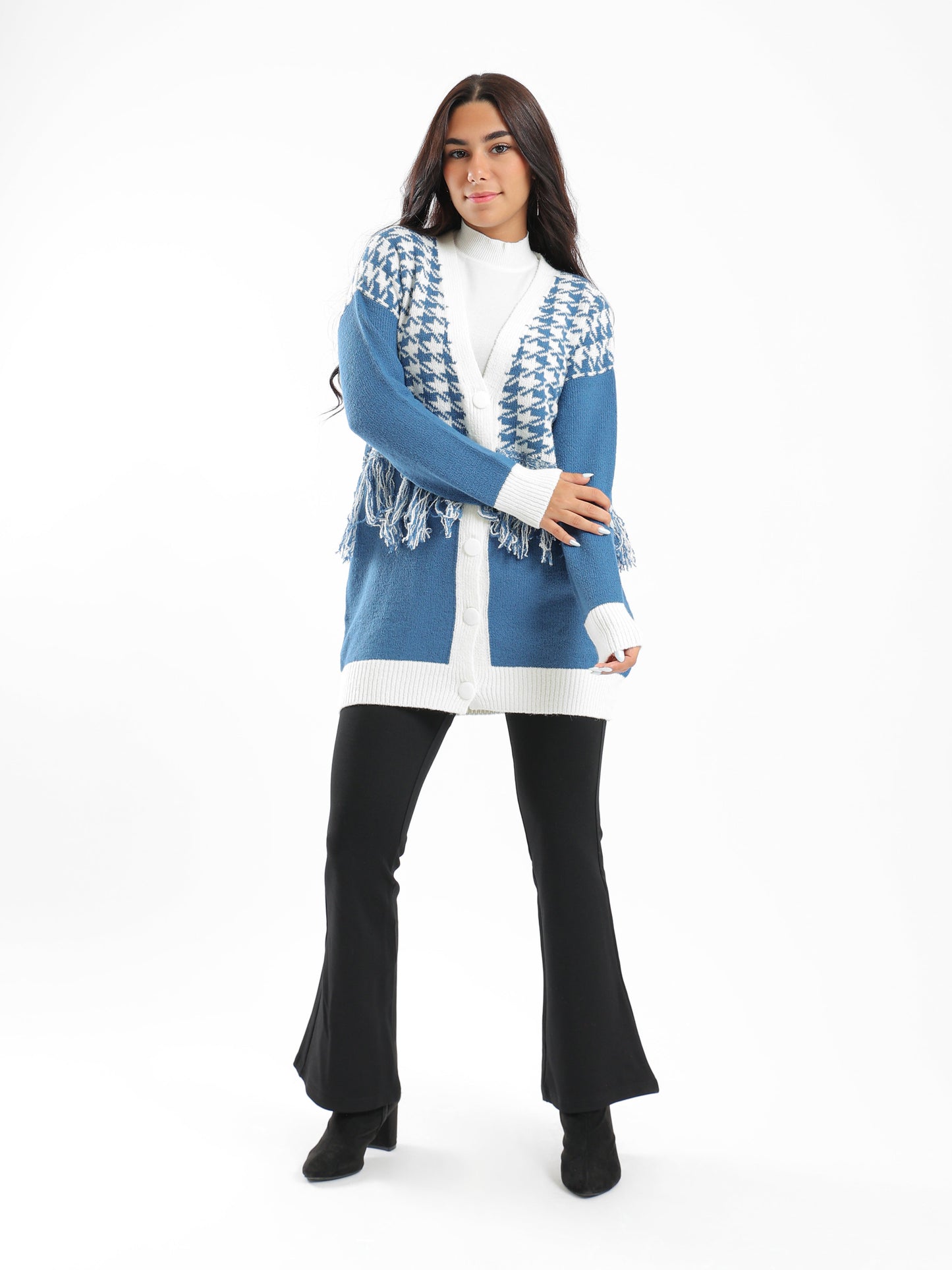 Houndstooth Pattern Cardigan