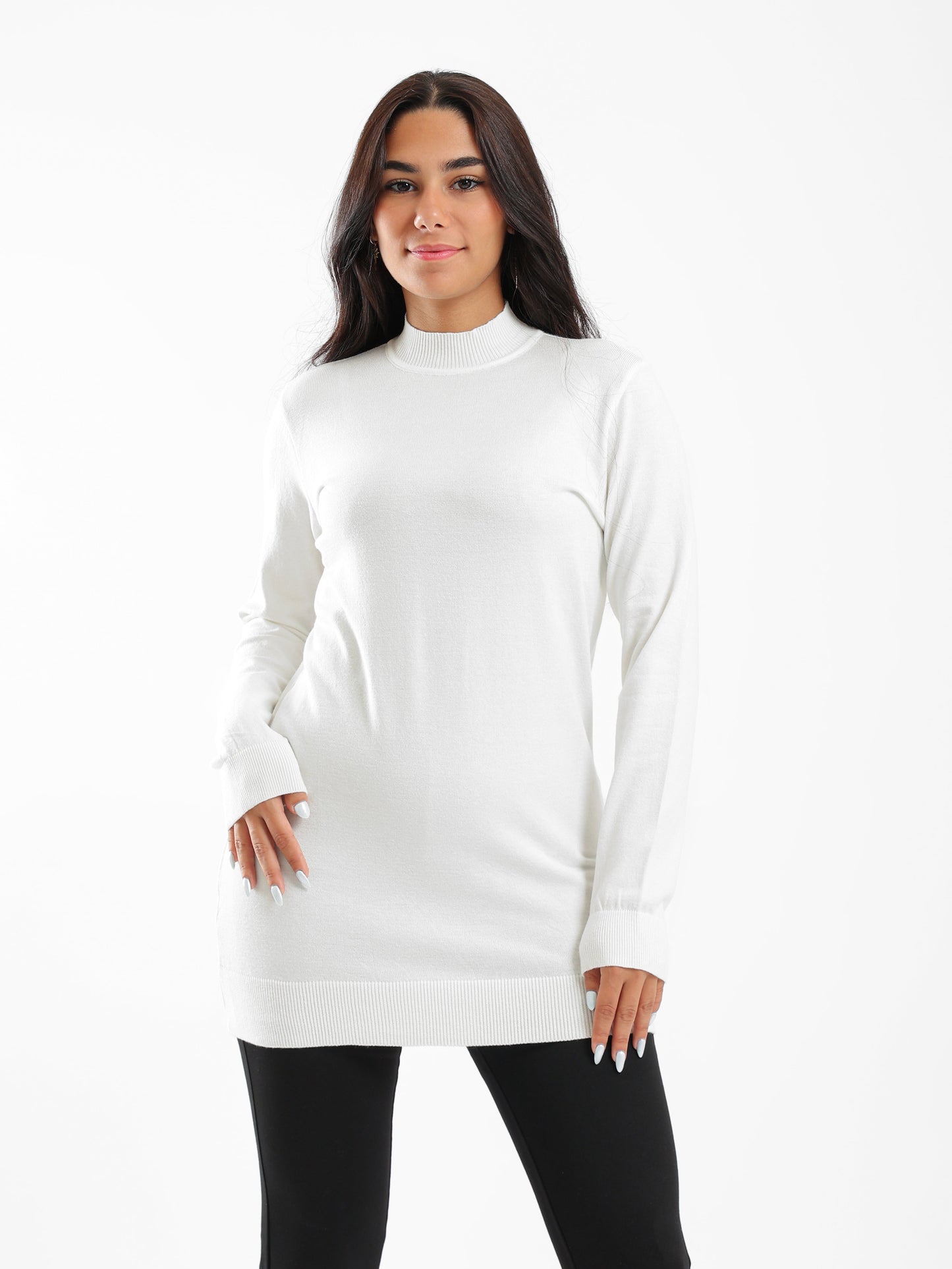 Ribbed Hem Plain Pullover