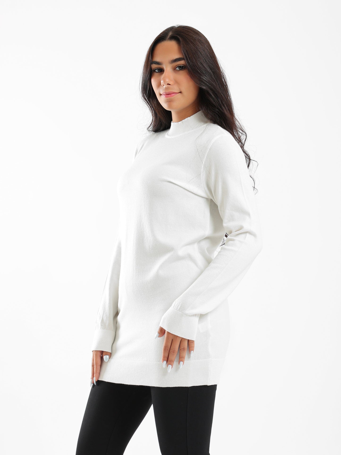 Ribbed Hem Plain Pullover