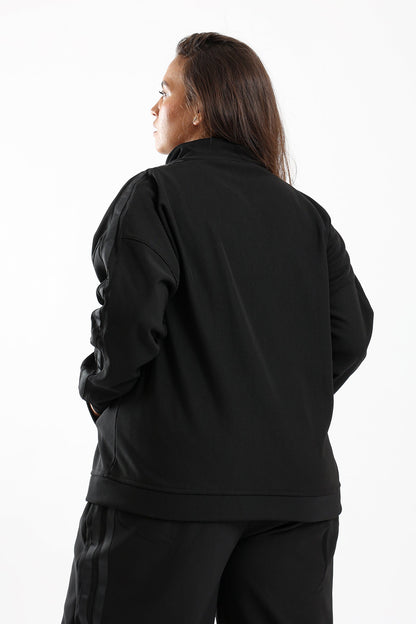 Ribbed Zipped Lounge Jacket - Black