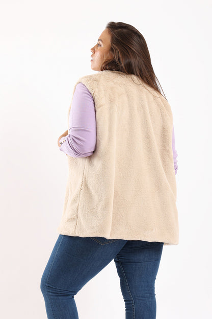 Sleeveless Fleece Vest - Beige