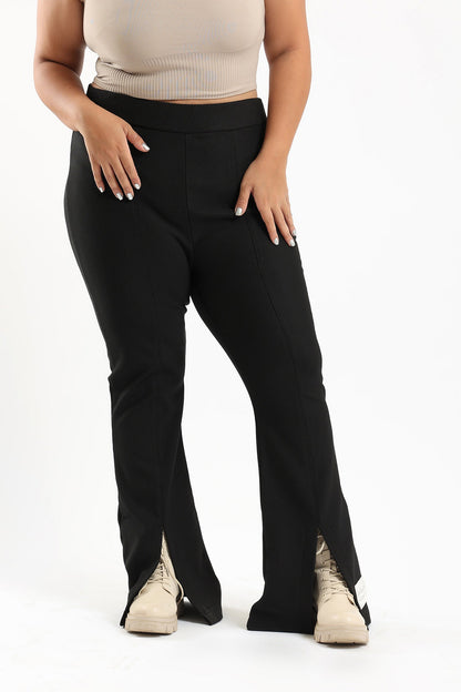 Flared Pants with Front Slit