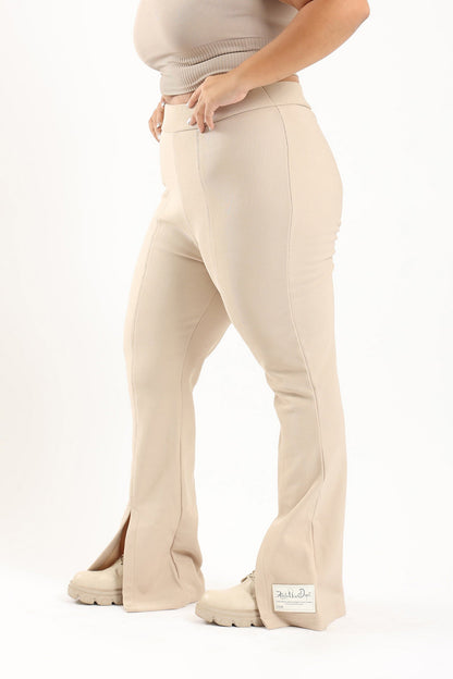 Flared Pants with Front Slit