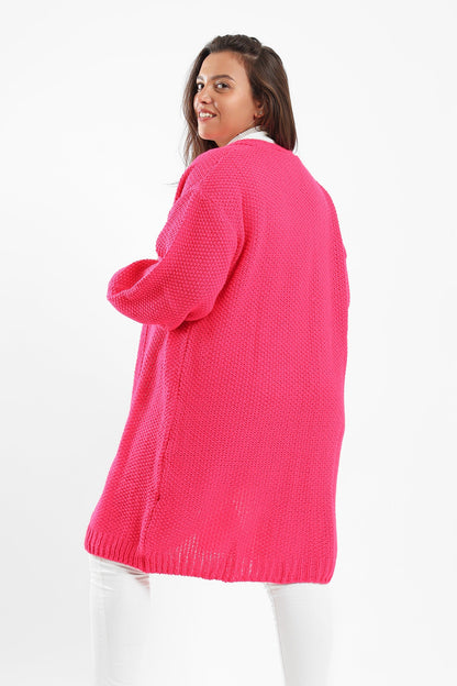 Puffed Sleeves Knitted Cardigan