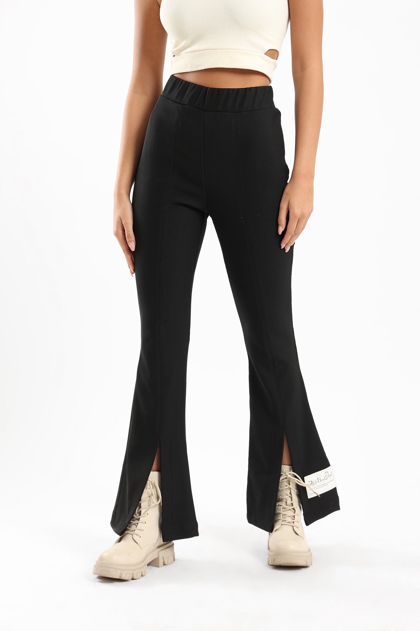 Flared Pants with Front Slit