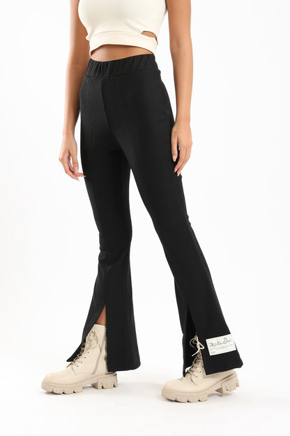 Flared Pants with Front Slit