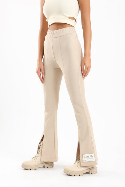 Flared Pants with Front Slit