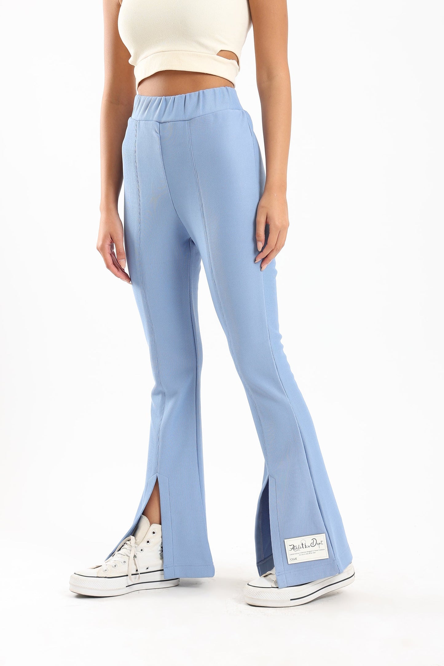 Flared Pants with Front Slit