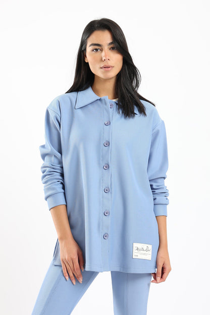 Ribbed Shirt with Straight Hem