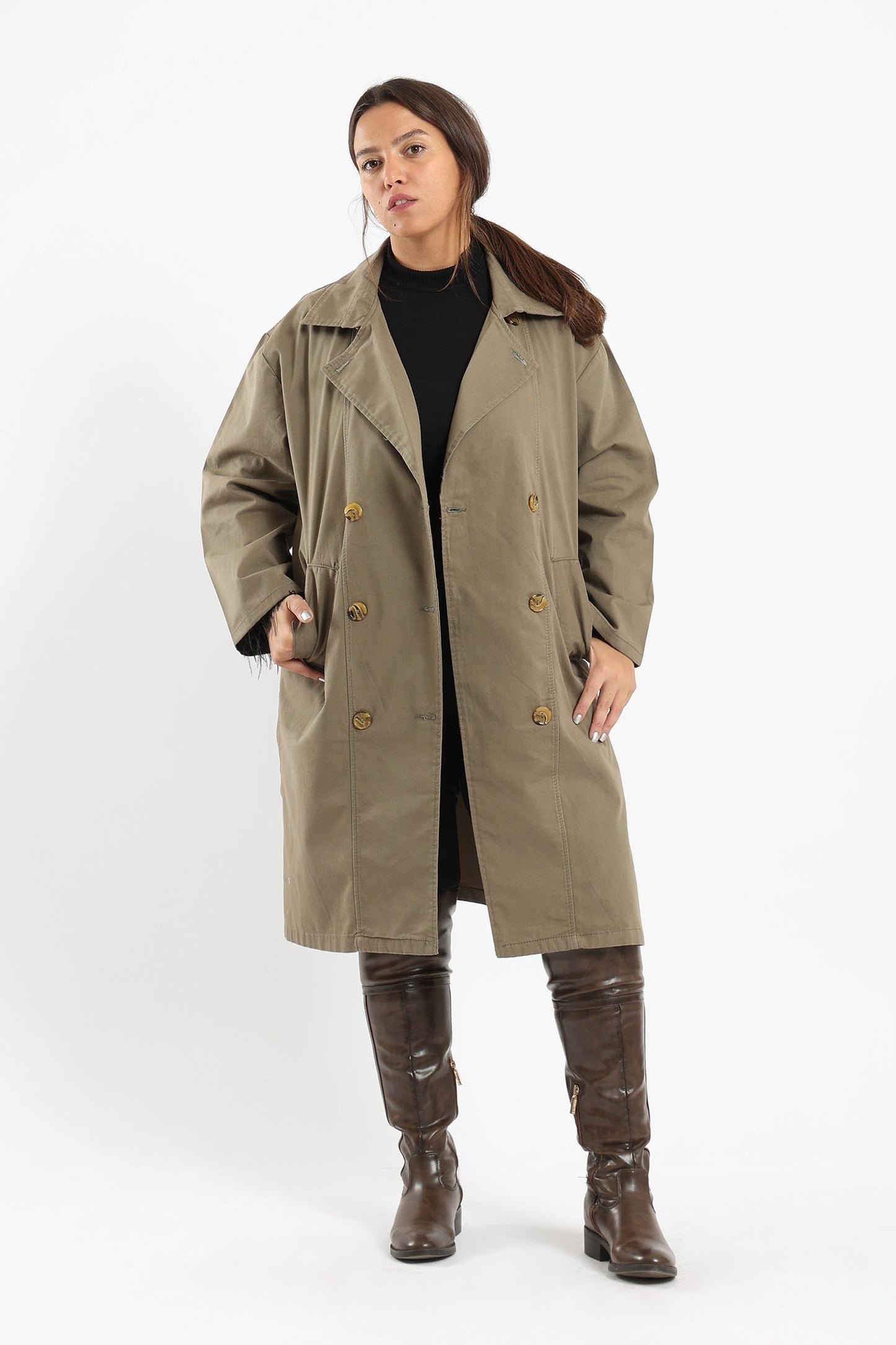 Pointed Collar Trench Coat