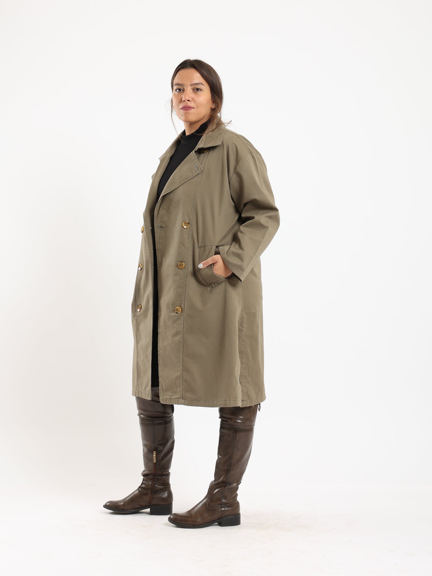 Pointed Collar Trench Coat