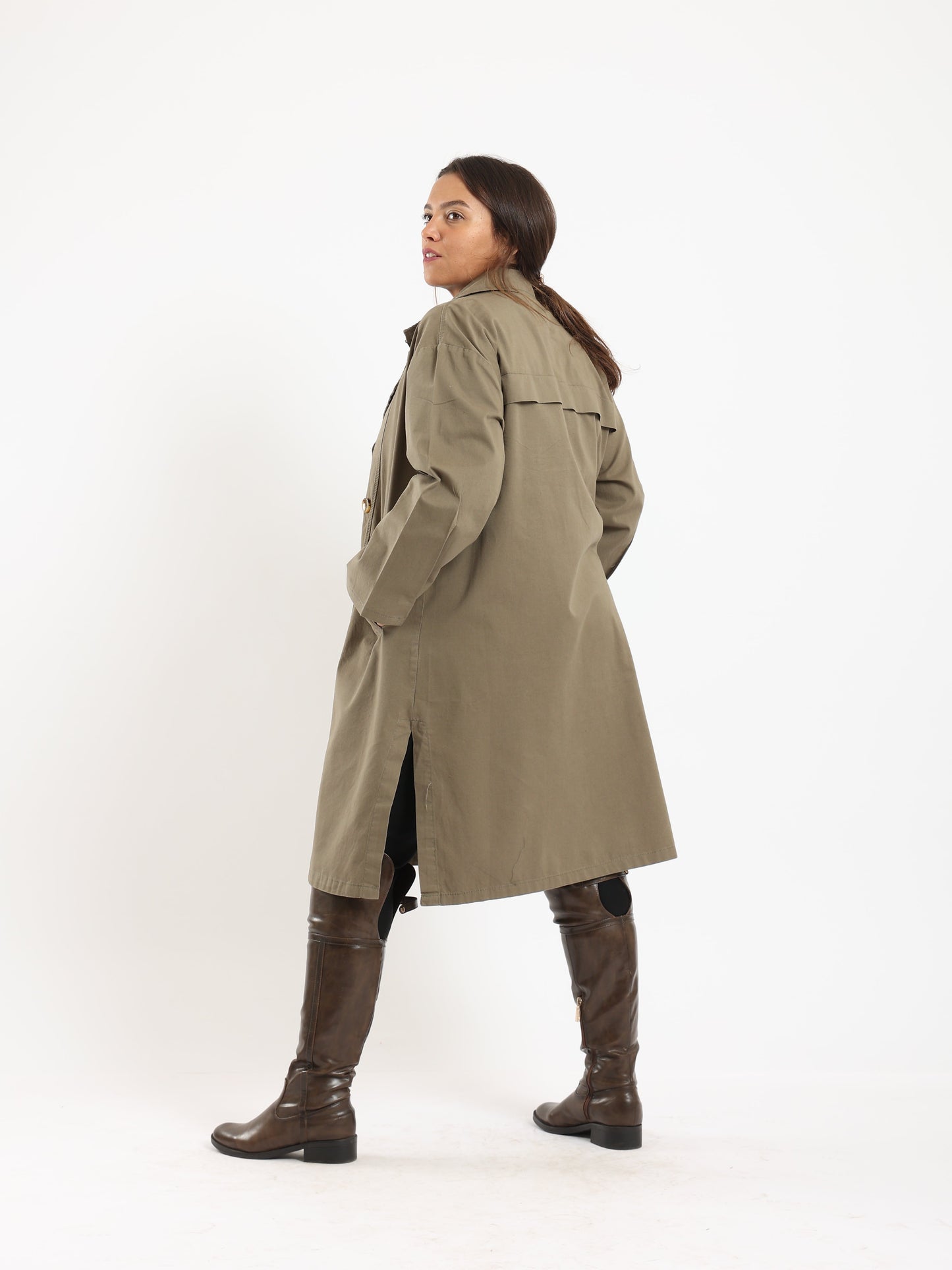 Pointed Collar Trench Coat