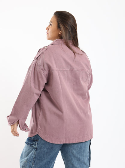 Basic Shirt with Flap Pockets - Purple