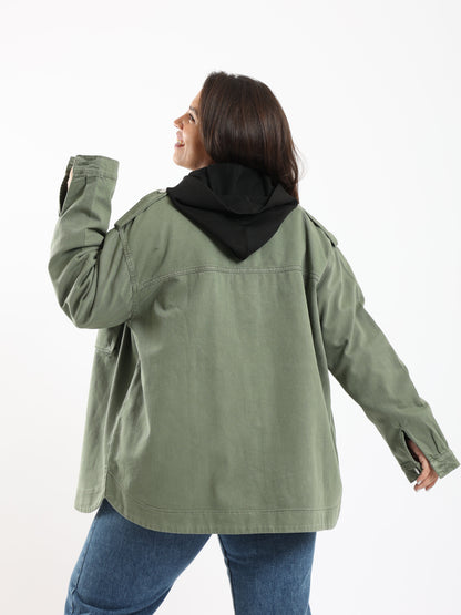 Shacket with Flap Pockets - Olive