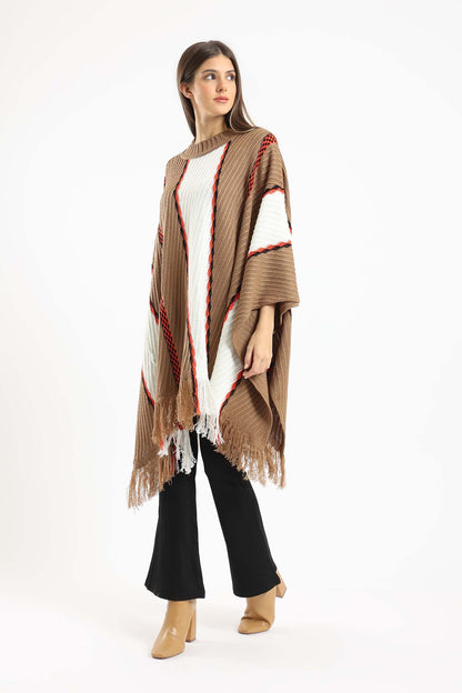 Wide Vertical Knitted Poncho