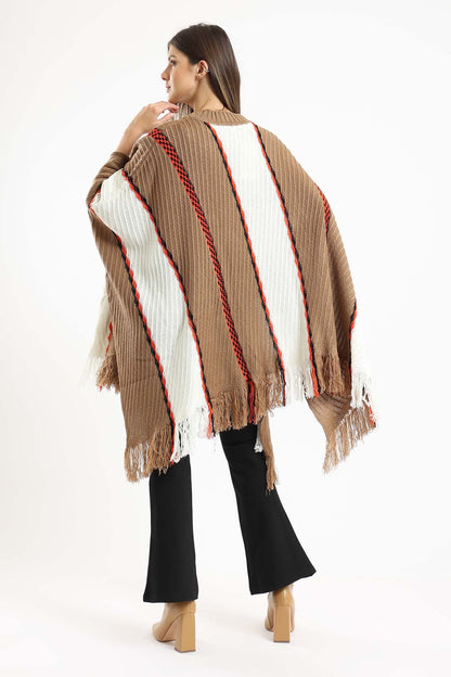 Wide Vertical Knitted Poncho