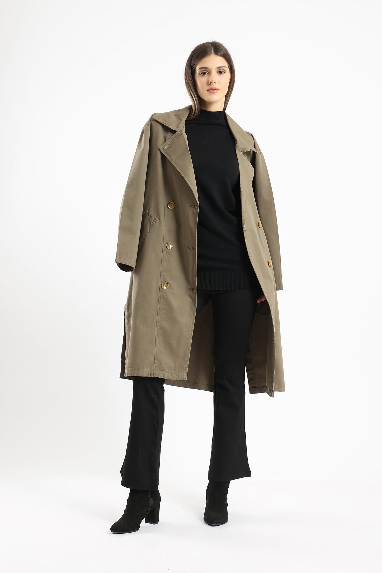 Pointed Collar Trench Coat